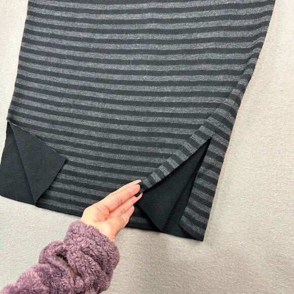 Eileen Fisher Merino Wool Knit Skirt XS Side Slits Soft Striped Gray - Picture 5 of 8